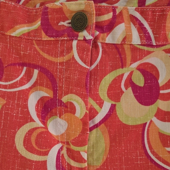 Ruby Rd. Capris With Pink Orange White & Purple Swirl Design Cotton Women's 14 - Picture 3 of 12